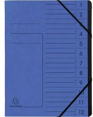 Exacompta Ordnungsmappe 541202E DIN A4 12Fächer Karton blau
