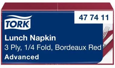Tork Serviette 477411 33x33cm 3lg. 1/4 Falz bordeaux 150 St./Pack.