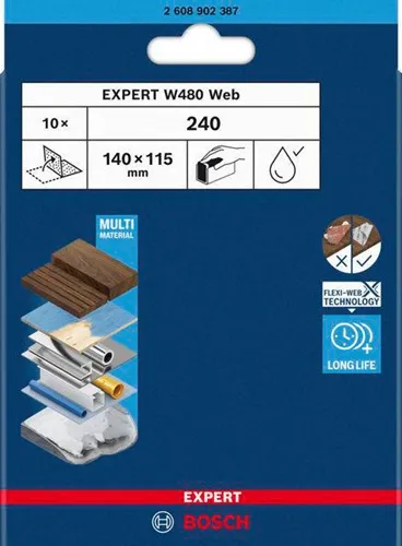 Bosch Schleifblatt EXPERT W480 Web web Blattabm.115x140mm Körnung 240