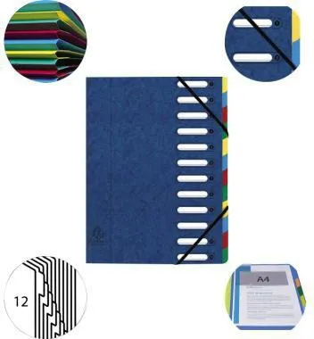 Exacompta Ordnungsmappe Harmonika 55122E DIN A4 12Fächer blau