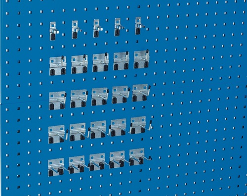 Werkzeughaltersortiment 25-tlg.verz.f.Lochplatten 15Hak./5Doppelh./5Klammern