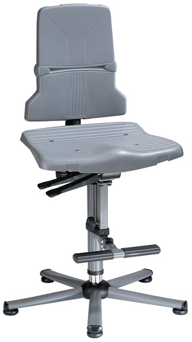 Arbeitsdrehstuhl Sintec C Bodengleiter+Aufstiegshilfe PP grau 580-850mm BIMOS