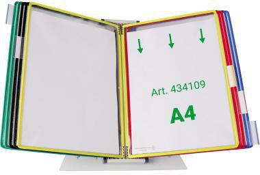 DJOIS Tischständer A4 Metall gr mit 10 Sichttafeln A4 sortiert