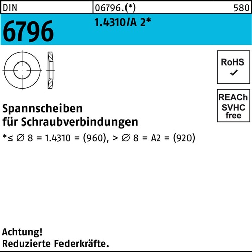 Spannscheibe DIN 6796 6x 14x 1,5 1.4310/A 2 1000 Stück