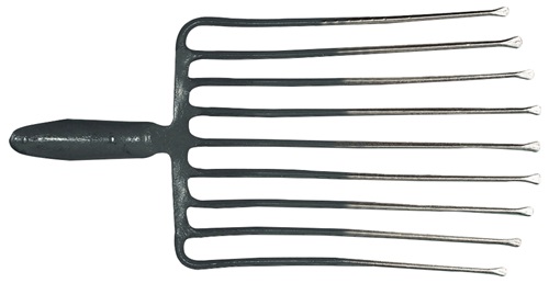 Steingabel 9,Zinken-L.330mm m.Federdülle,o.Stiel Stahl,rot-silber lack.KRUMPHOLZ