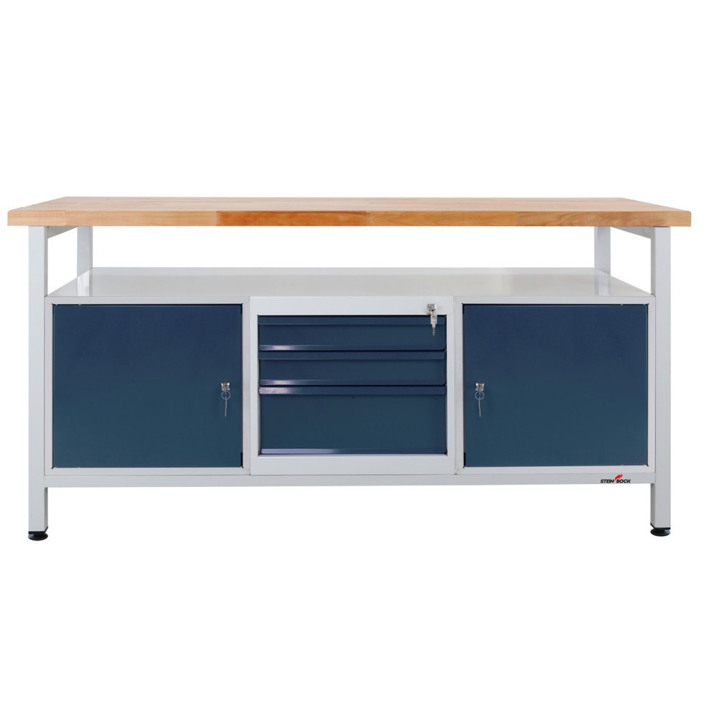 Steinbock® Werkbank Extra, 1 Ablage, 2 Türen, 3 Schubladen, TK 500 kg