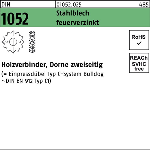 Holzverbinder DIN 1052 zweiseitig 75 M16-M 24 Stahlblech feuerverz. 100Stück
