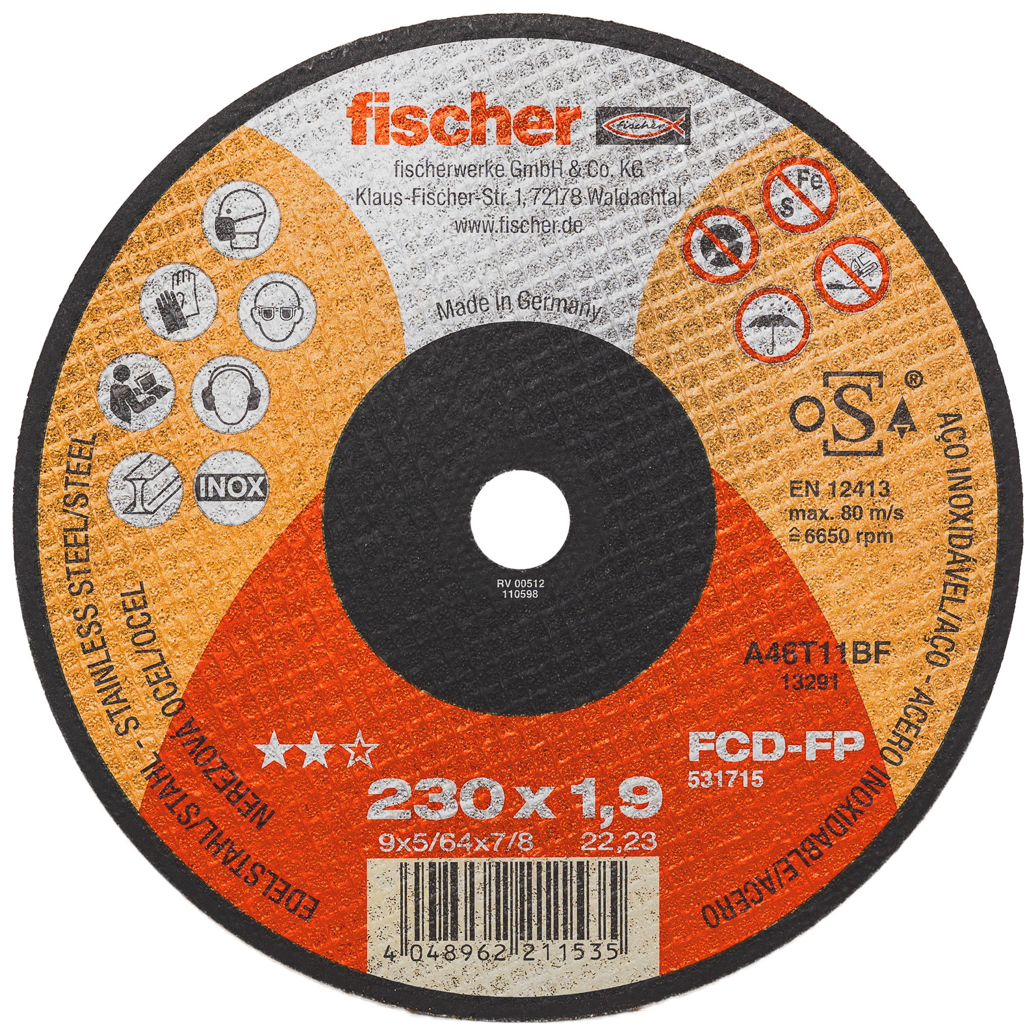 fischer Trennscheibe FCD-FP 230 x 1,9 x 22,23 Inox
