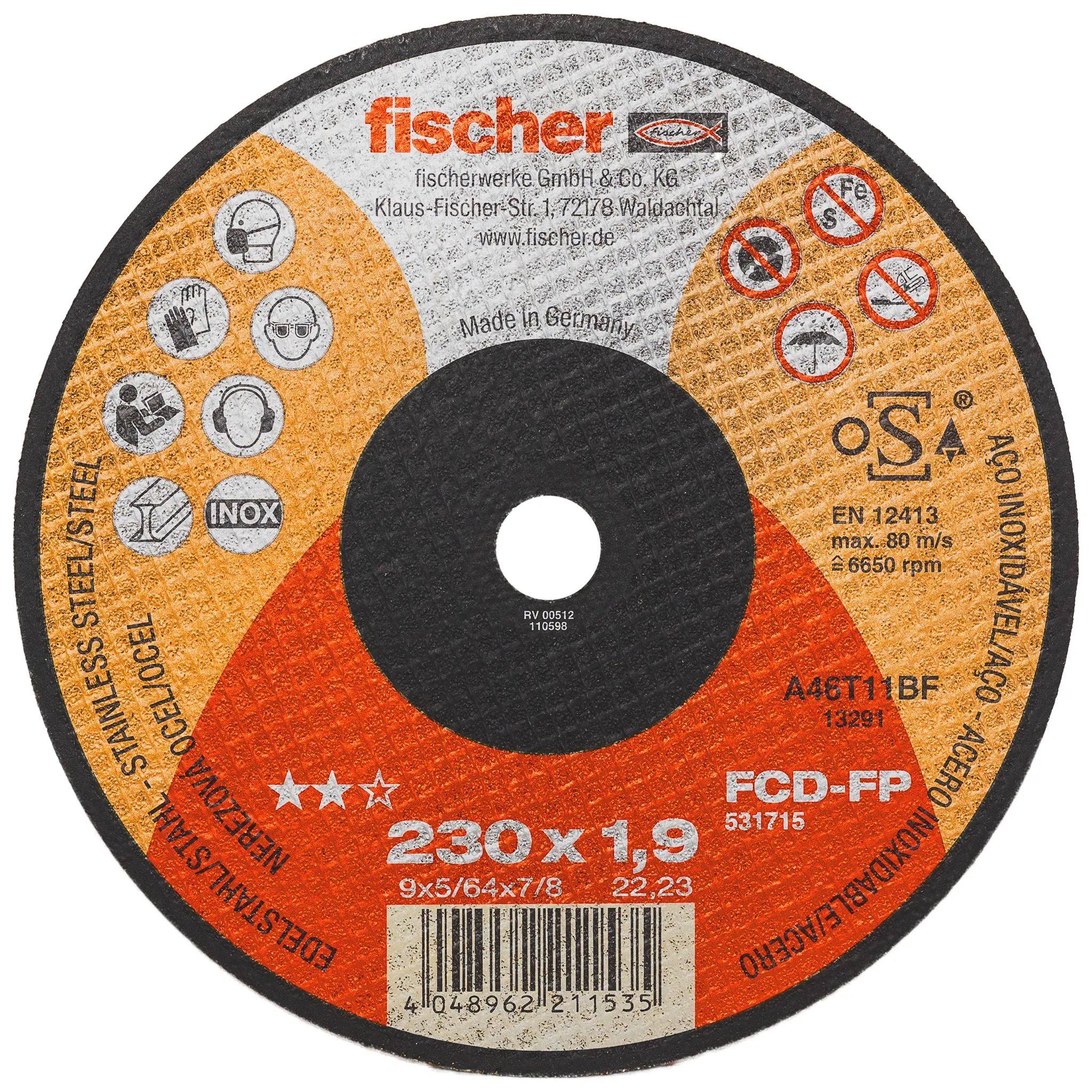 fischer Trennscheibe FCD-FP 230 x 1,9 x 22,23 Inox