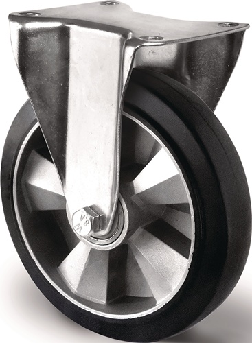 TECWERK Schwerlastbockrolle D.200mm Trgf.500kg Elastikgummi Bau-H.245mm 