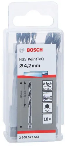 Bosch Spiralbohrer-Set PoinTeQ DIN338 10tlg.D.4,2mm Arbeits-L.43mm HSS BohrertypN