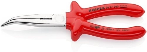 Flachrundzange L.200mm Form 2 40Grad gew.VDE tauchisol.KNIPEX