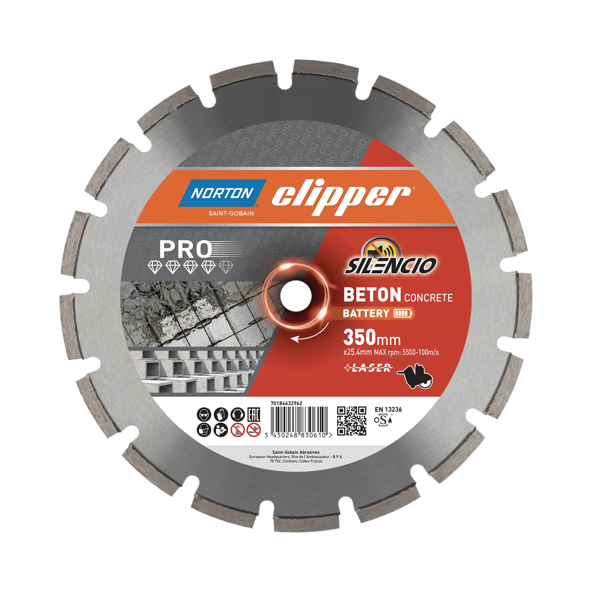 Norton Clipper Diamantscheibe Pro Beton Battery Silencio