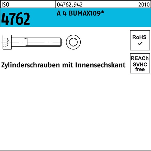 Zylinderschraube ISO 4762 Innen-6kt M12x 60 A 4 BUMAX109 25 Stück BUFAB
