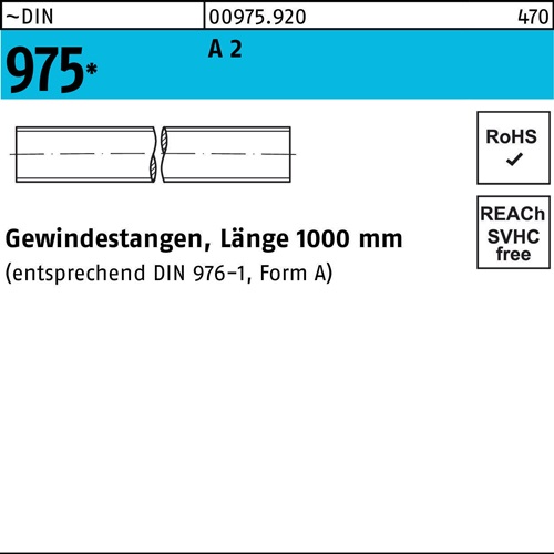 Gewindestange DIN 975 M3x 1000mm A 2 1 Stück