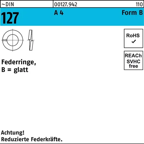 Federring DIN 127 B 8 A 4 1000 Stück
