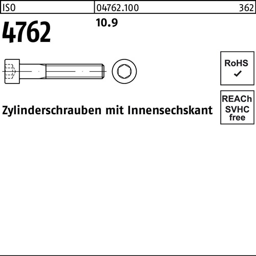 Zylinderschraube ISO 4762 Innen-6kt M20x 55 10.9 25 Stück