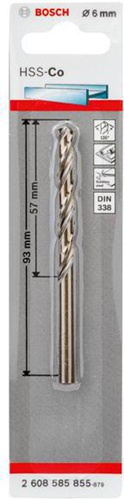 Bosch Metallbohrer HSS-Co DIN338 Arbeits-L.57mm D.6mm L.93mm 