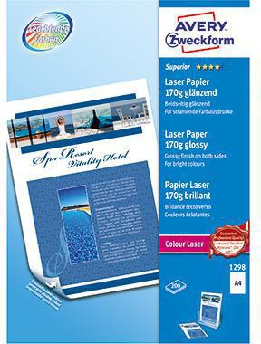 Avery Zweckform Farblaserpapier 1298 A4 beids. gl. 170g 200 Bl./Pa