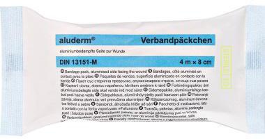 aluderm Verbandpäckchen 1003372 mittel 4mx8cm Kompresse 10x12cm