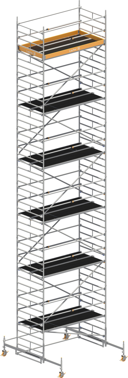 Layher Fahrgerüst Uni Breit P2 mit Uni Telegeländer Typ: 1412111 | SH: 11,38 m / AH: 13,38 m