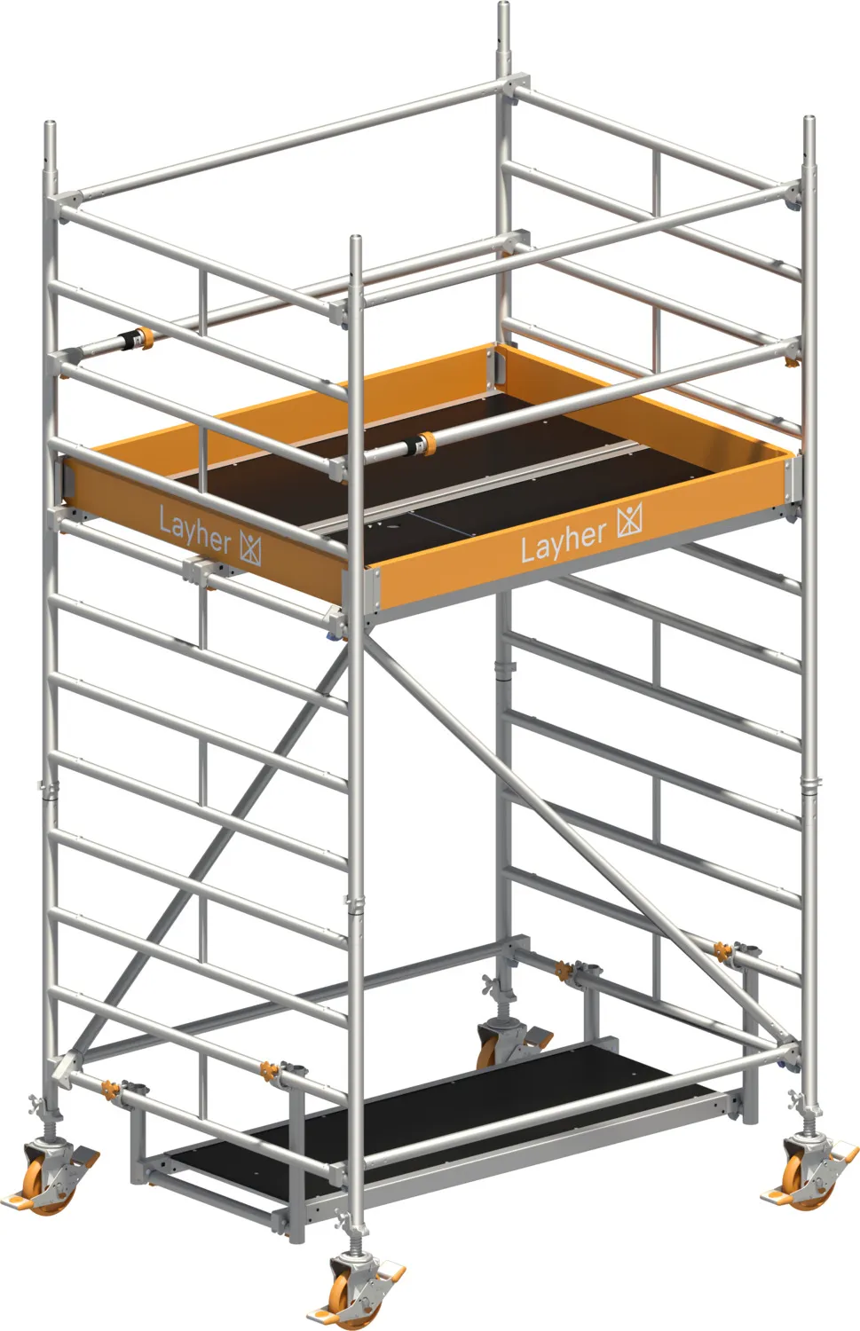 Layher Fahrgerüst Uni Kompakt P2 mit Uni Telegeländer Typ: 1415002 | SH: 2,2 m / AH: 4,20 m