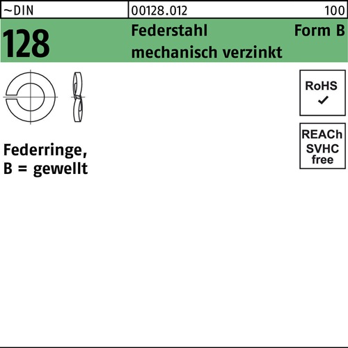 Federring DIN 128 B 14 Federstahl mech.verz. 100 Stück