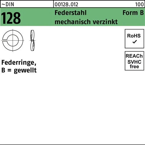 Federring DIN 128 B 14 Federstahl mech.verz. 500 Stück