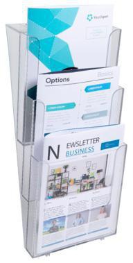 Exacompta Wandprospekthalter 74358D A4 hoch 3Fächer transparent