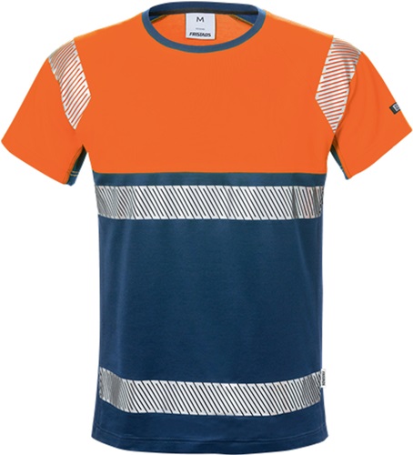 FRISTADS Warnschutz-T-Shirt High Vis 7518 THV Gr.4XL Warnschutz-Orange/Marine