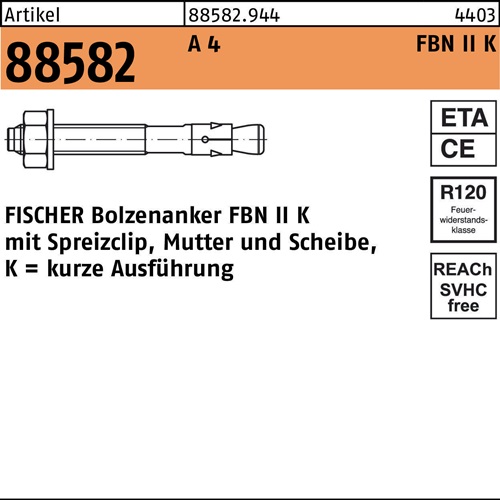 Bolzenanker R 88582 FBN II 16/15K A 4 10 Stück FISCHER
