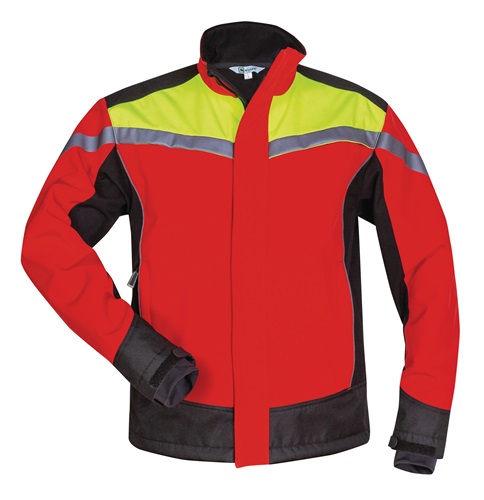 Waldarbeiter-Softshelljacke ESCHE rot/gelb/schwarz ELYSEE