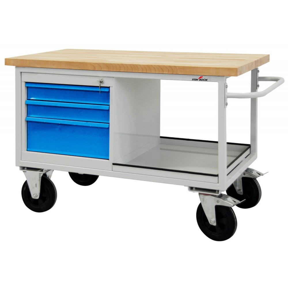 Steinbock® Werkbank Motion, verfahrbar, 3 Schubladen, TK 500 kg