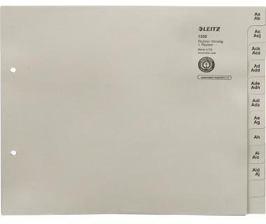 Leitz Registerserie 13520085 DIN A4 A-Z für 100 Ordner Tauenpapier grau