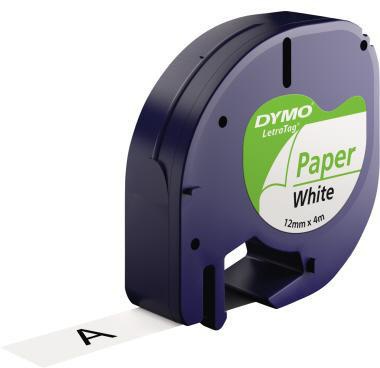 DYMO Schriftbandkassette LetraTag S0721510 Papier 12mmx4m sw auf ws