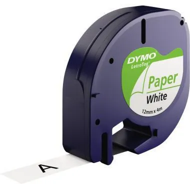 DYMO Schriftbandkassette LetraTag S0721510 Papier 12mmx4m sw auf ws