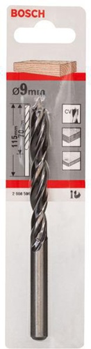 Bosch Holzspiralbohrer Standard Arbeits-L.80mm D.9mm L.120mm Schaft-D.9mm