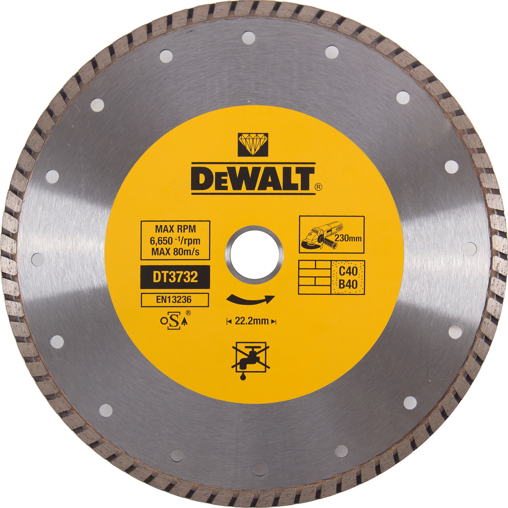 DEWALT DT3732-QZ Diamanttrennscheibe Eco1 Turbo 230 mm