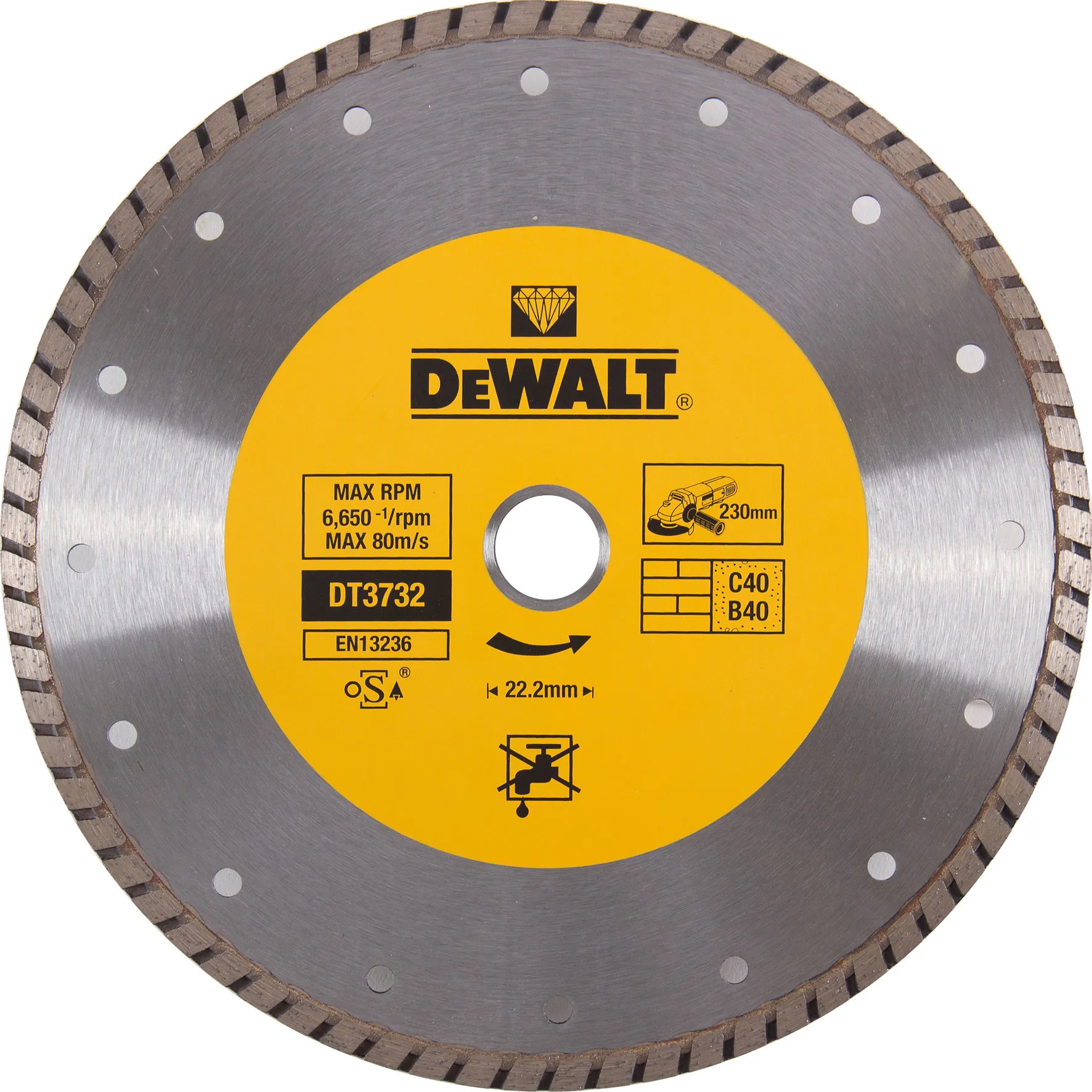 DEWALT DT3732-QZ Diamanttrennscheibe Eco1 Turbo 230 mm