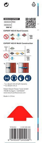 Bosch Bohrer EXPERT HEX-9 D.8mm Arbeits-L.60mm L.90/100mm 