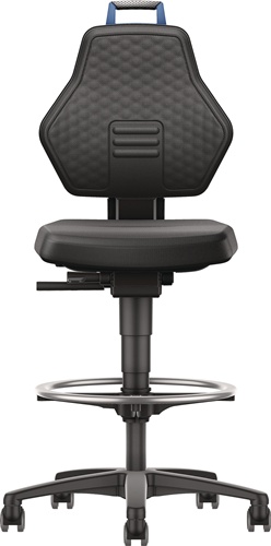 TECWERK Arbeitsdrehstuhl Rollen + Fußring Grifffarbe blau 580-860 mm 