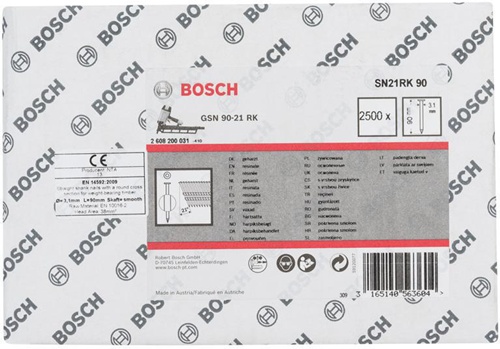 Bosch Rundkopfstreifennagel SN21RK 90 Kopf-D.7mm L.90mm Schaft-D.3,1mm glatt blank
