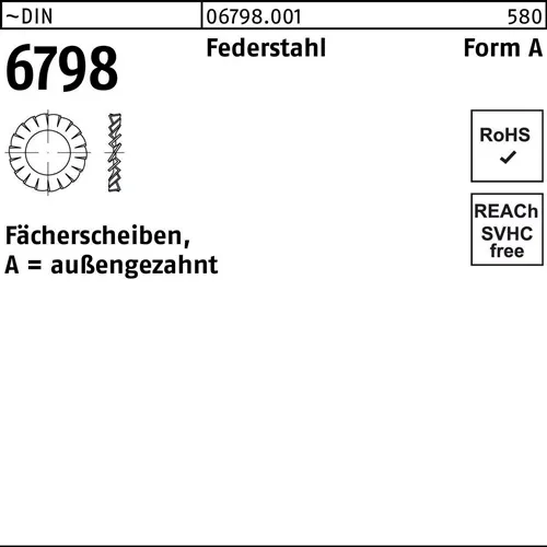 Fächerscheibe DIN 6798 FormA außengezahnt A 23 Federstahl 100 Stück