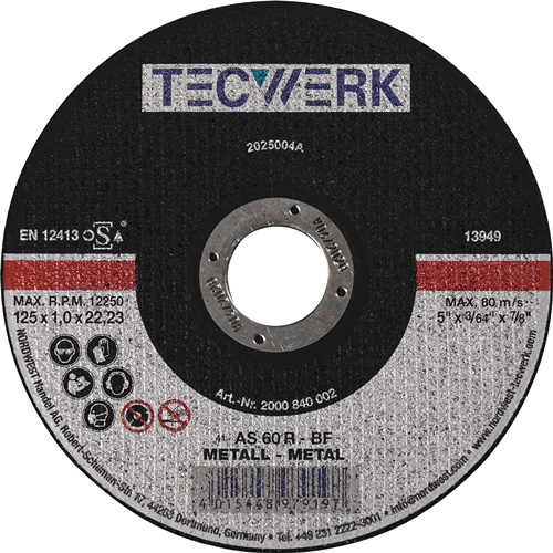 TECWERK Trennscheibe D125x2,5mm gekr.STA Bohr.22,23mm