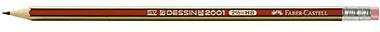 Faber-Castell Bleistift DESSIN 2001 112100 HB rot/gold +Radierer