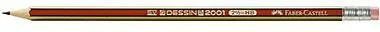 Faber-Castell Bleistift DESSIN 2001 112100 HB rot/gold +Radierer