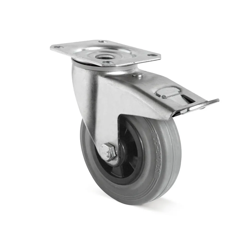 Lenkrolle Vollgummi Basic inkl. Feststeller, PAK-frei, ØxB 100 x 35 mm, TK 75 kg