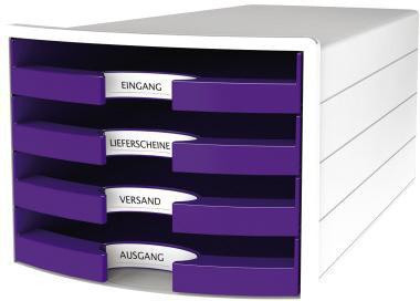 HAN Schubladenbox IMPULS 1013-57 DIN A4/C4 4Fächer offen ws/li