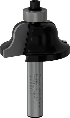 Bosch Profilfräser B Arbeits-L.17,4mm B.12,7mm L.61mm Schaft 8mm Radius 6,3mm