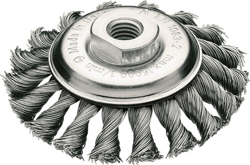Zopfkegelbürste D.100mm Gew.Drahtstärke 0,5mm STA 12mm 15000min-¹ LESSMANN